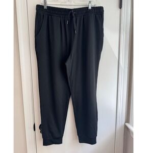 Quince Flowknit Mid-Rise Jogger Black Recycled Polyester Spandex Pants Womens L‎